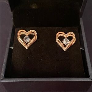 Elegant Gold Heart Earrings with Crystals